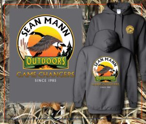 Sean Mann Outdoors Logo Full Color Hoodie "Game Changers since 1985"- Charcoal Grey